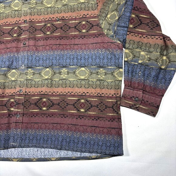 VTG Cabelas Deerskin Soft Chamois Aztec Southwestern Flannel Shirt Mens 4XL - Picture 2 of 8